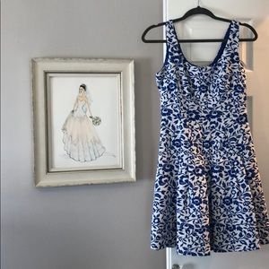 Betsy Johnson Blue & White Floral Dress - Size 2